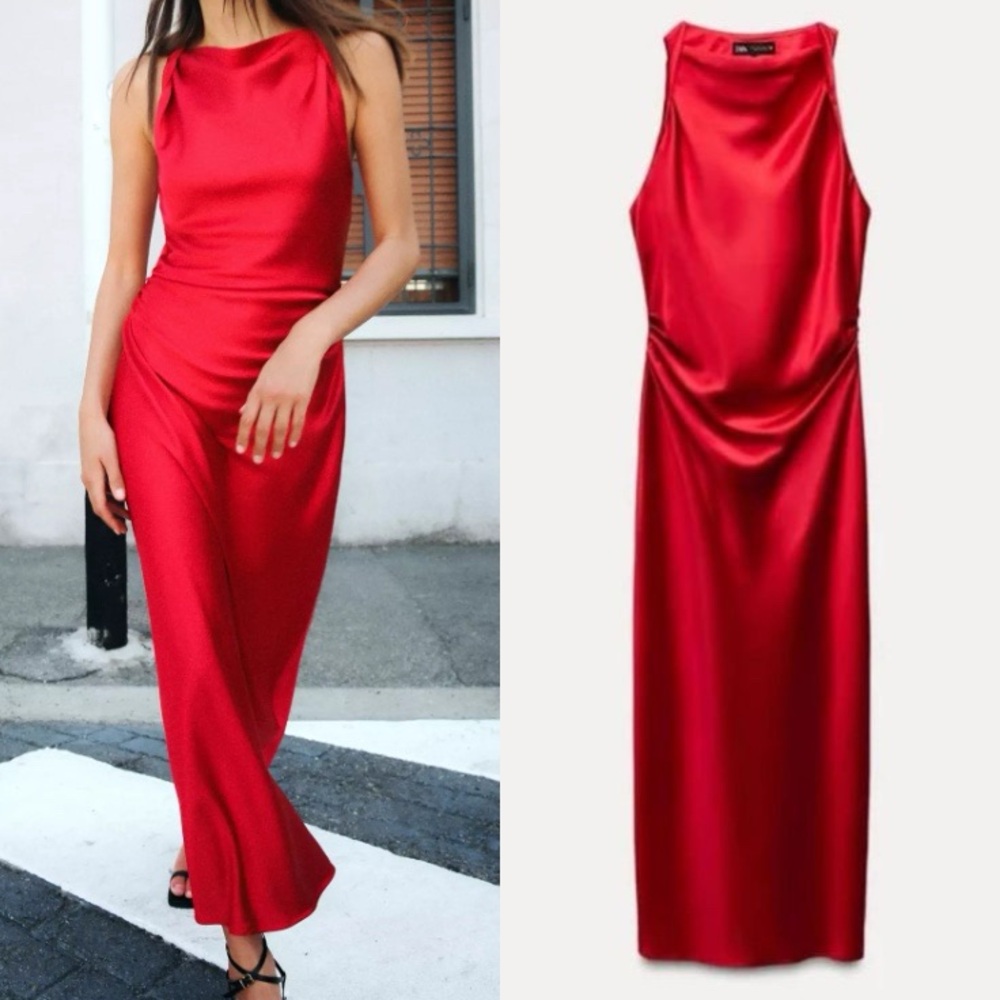 Zara Satin Red Dress